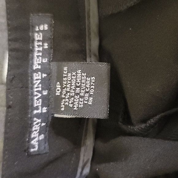 AUTH LARRY LEVINE PETITE BLACK STRETCH PANTS 10P - Picture 4 of 4